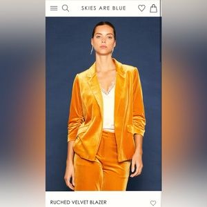 Skies Are Blue Golden Yellow Velvet Blazer